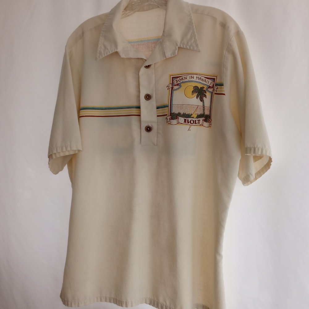 Vintage Hawaiian Lightning Bolt Shirt Size Unknown, See Measurements